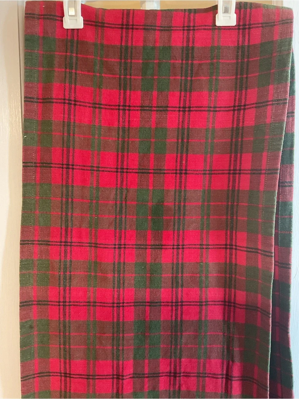 Crate&Barrel Red and Green Plaid table runner